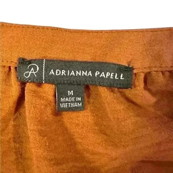 ADRIANNA PAPELL FLUTTER SLEEVE BLOUSE CAMEL SZ M MEDIUM - Picture 6 of 7